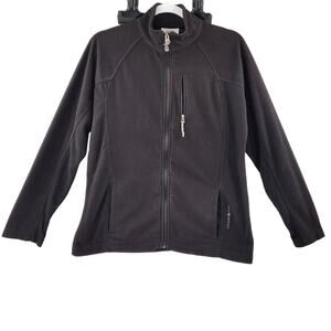 Black Diamond Fleece Black Full Zip Up Long Sleeve Sweater Jacket Women's Size M